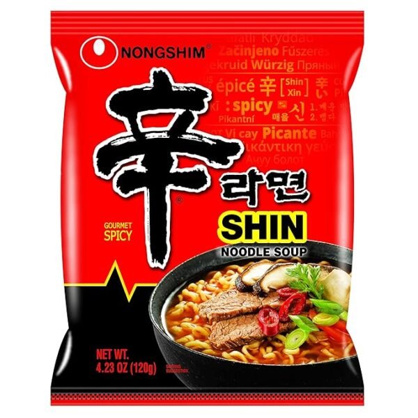 Nongshim Ramen Noodles, Gourmet Instant Ramen, Premium Microwavable Noodle Soup, Spicy Shin, Family Pack, 4.23 Ounce (Pack of 16)
