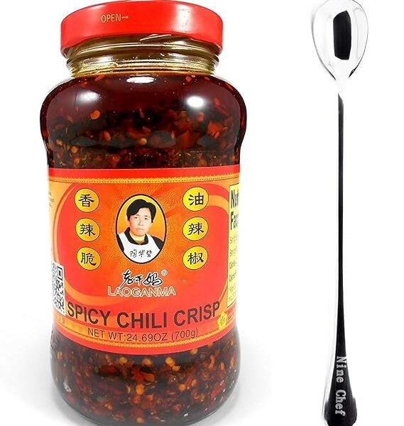 Lao Gan Ma Spicy Chili Crisp Hot Sauce Family/Restaurant Size 24.69 Oz.(700 g.) + Only one Free NineChef Spoon