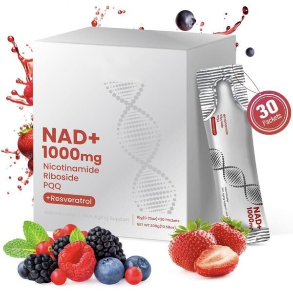 NR1000 - NAD+ Berry Flavor Drink Mix for Skin Aging Support, Energy, and Focus - 30 Pack