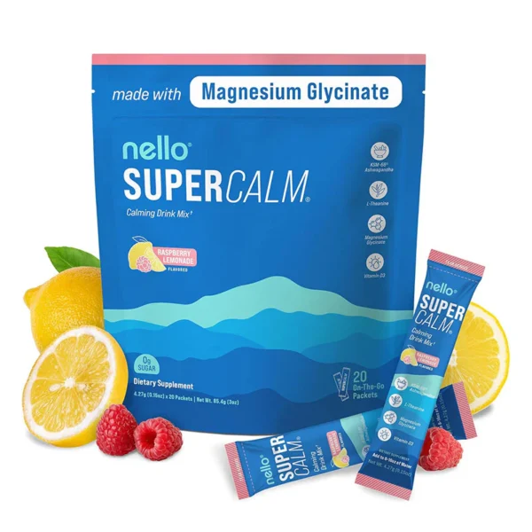 Nello Supercalm - Calming Drink Mix, Ksm-66 Ashwagandha, Magnesium Glycinate, L Theanine, Vitamin-CL